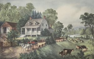 American Homestead - Yaz, pub. 1868, Köri & Ives by American School