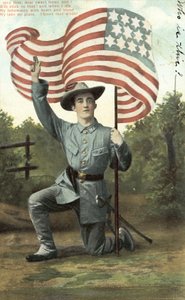 Yıldızları ve Çizgileri tutan Amerikan askeri (renkli fotoğraf) by American School