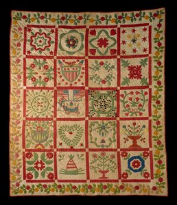 Aplike Albüm Yorgan, L & M, 1860 (pamuk) by American School