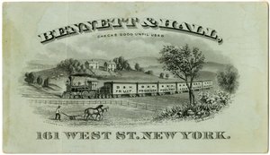 Bennett & Hall ticari kartı [recto], 1882 (oyulmuş litografi [ticari kart]) by American School
