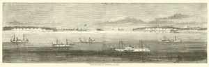 Wilmington, Old Inlet, Ekim 1864 açıklarında abluka filosu by American School
