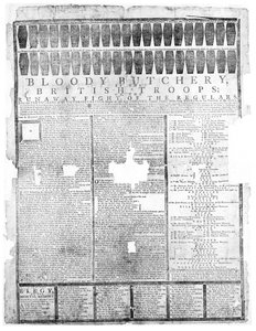 İngiliz Birliklerinin Kanlı Kasaplığı, Salem 1775 (baskı) by American School