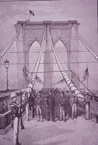 Brooklyn Köprüsü, Başkan Arthur açılış töreninde, 24 Mayıs 1883 (gravür) by American School
