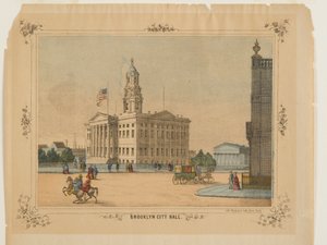 Charles Magnus, Inc. tarafından yayınlanan Brooklyn Belediye Binası (litho, wc ile elle boyanmış) by American School