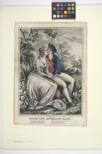 Burns And Highland Mary (elle renklendirilmiş litografi) by American School