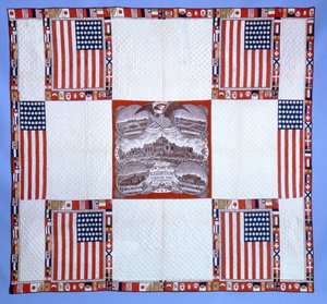 Centennial yorgan, Massachusetts, 1876 (pamuk) by American School