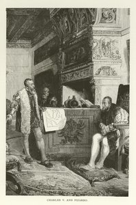 Charles V ve Pizarro by American School