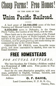 Union Pacific Demiryolu hattında Ucuz Çiftlikler ve Bedava Evler, Appletons Journal
