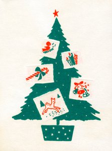Noel Kartları ile Süslenmiş Noel Ağacı by American School
