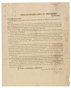 Tennessee Ordusu tarafından kullanılan tabyaların inşası ve güçlendirilmesine ilişkin genelge, 7 Temmuz 1864 by American School