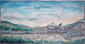Şehir ve Perote Kalesi, Meksika (kağıt üzerine suluboya) by American School