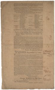 Anayasa, ilk baskı, Dunlap & Claypoole tarafından basılmıştır, 17-19 Eylül 1787 (ayrıca bkz. GLC 695933, GLC 695934 & GLC 695935) by American School