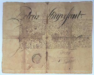 New Netherland Genel Müdürü Peter Stuyvesant tarafından imzalanan senet, 15 Mayıs 1664 by American School