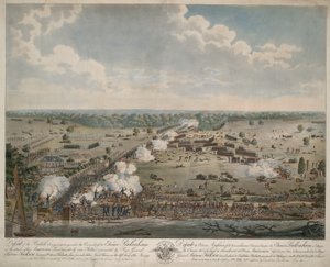 İngiliz Ordusunun Yenilgisi (New Orleans Savaşı), pub. 1815 (el renkli gravür) by American School