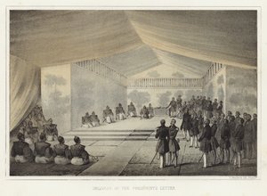Başkanların mektubunun teslimi, Kurihama, Japonya, 14 Temmuz 1853 by American School