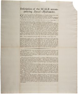 Birlikte verilen Dycass Hidrometre Ölçeğinin Açıklaması, 1790 by American School