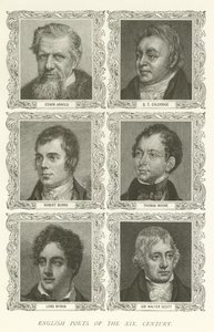 19. Yüzyılın İngiliz Şairleri, Edwin Arnold, ST Coleridge, Robert Burns, Thomas Moore, Lord Byron, Sir Walter Scott by American School