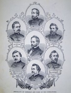 General William Tecumseh Sherman (1820-91) ve Birlik Ordusu Komutanlarından bazıları (gravür) by American School