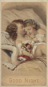 İyi geceler, yatakta uyuyan çocuklar (chromolitho) by American School