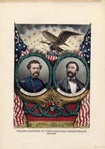Radikal demokrasinin büyük bayrağı, 1864, pub. Currier & Ives tarafından, 1864 by American School