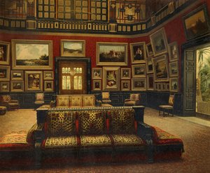 Büyük Salon, Van der Bilt Hotel New York, Ca 1840, Renkli gravür by American School