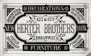 Herter Brothers, Dekorasyon, Mobilya, 877 & 879 Broadway, New York (litho [ticari kart] ) by American School