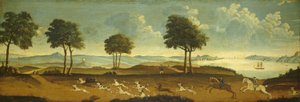 Bir liman ile av sahnesi, 18. yüzyıl by American School