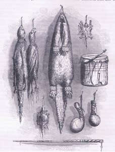 Hint ilaç çantası, gizemli düdük, savaşlar ve davul 1661, Cassell'in Amerika Birleşik Devletleri Tarihi pubından illüstrasyon. Petter & Galpin tarafından 1890 dolayları (lito) by American School