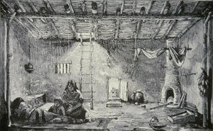 Bir Pueblo Evinin İçi, 1880 dolayları (gravür) by American School
