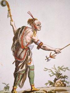 Top başlı kulüp ile Iroquois savaşçı by American School