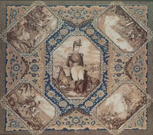 Zachary Taylor portresi ve Meksika Savaşı (1846-8), 1848 (pamuk) muharebeleri ile fular by American School