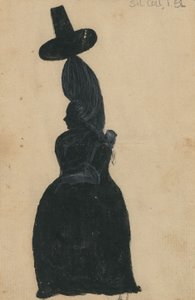 Lucy Knox, c.1790 (kart üzerinde çin beyazı olan mürekkep) by American School