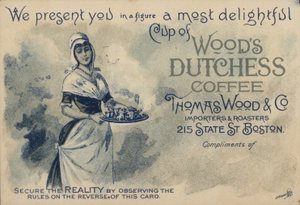 Hizmetçi kahve servisi, Woods Duchess Coffee, Boston reklamı