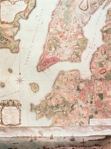 1766-67 New York Haritası (kağıt üzerine suluboya) by American School