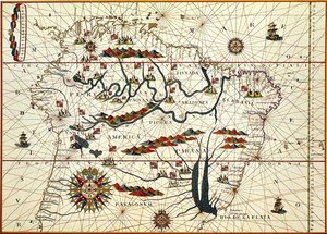 1582 yılında Güney Amerika Haritası by American School