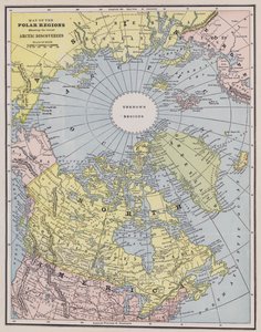 Kuzey Kutbu Haritası (renkli gravür) by American School
