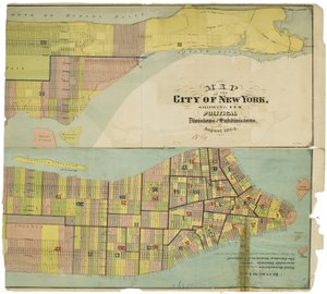 Siyasi bölünmelerini ve alt bölümlerini gösteren New York şehrinin haritası by American School