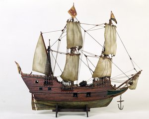 Yarım Ay Modeli, Henry Hudsons Gemisi, 1825-1900 (ahşap, tuval, metal, boya, ip)