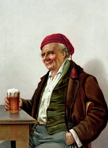 Bir barda bira ile yaşlı adam by American School