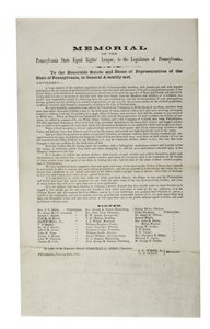 Pennsylvania Eyalet Eşit Haklar Birliği, Pennsylvania Eyalet Eşit Haklar Birliği Anıtı, Pennsylvania Yasama Meclisine, 20 Ocak 1865 by American School