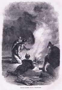 Hacı Baba bir saat ateşinin etrafında, Cassell'in Amerika Birleşik Devletleri Tarihi pubından bir örnek. Petter & Galpin tarafından 1890 dolayları (lito) by American School