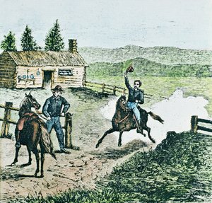 Pony Ekspres İstasyonu (renkli gravür) by American School