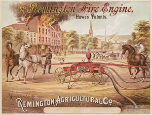 Remington Tarım Şirketi tarafından üretilen Remington İtfaiye Motorunun reklam afişi, 1890 dolayları
