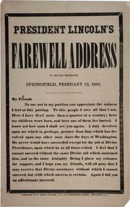 Başkan Lincolns Eski komşularına Veda Konuşması, Springfield, 12 Şubat 1861