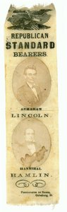 Cumhuriyetçi Standart Taşıyıcılar, Abraham Lincoln ve Hannibal Hamlin, 1860 (baskılı tekstil) by American School