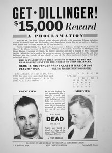 John Dillinger için ödül afişi by American School