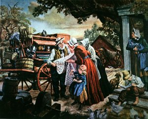 19. yüzyılda kırsal Amerika: ev eşyalarının gezici satıcısı (renkli taş) by American School