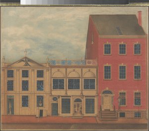 New York City'deki Fulton Caddesi'ndeki Duncan Phyfe Mağazası ve Deposu, c.1817-1820 (beyaz serilmiş kağıt üzerine suluboya, mürekkep ve guaj) by American School