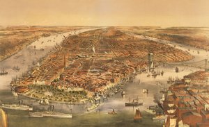 New York Şehri, pub. Currier ve Ives tarafından, 1870 by American School