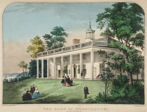 Washington Evi, Vernon Dağı, Va., pub. c.1857 (renkli taş) by American School